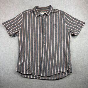 Line of Trade Linen Blend Stripe Shirt Men XXL Gray Short Sleeve Casual Resort